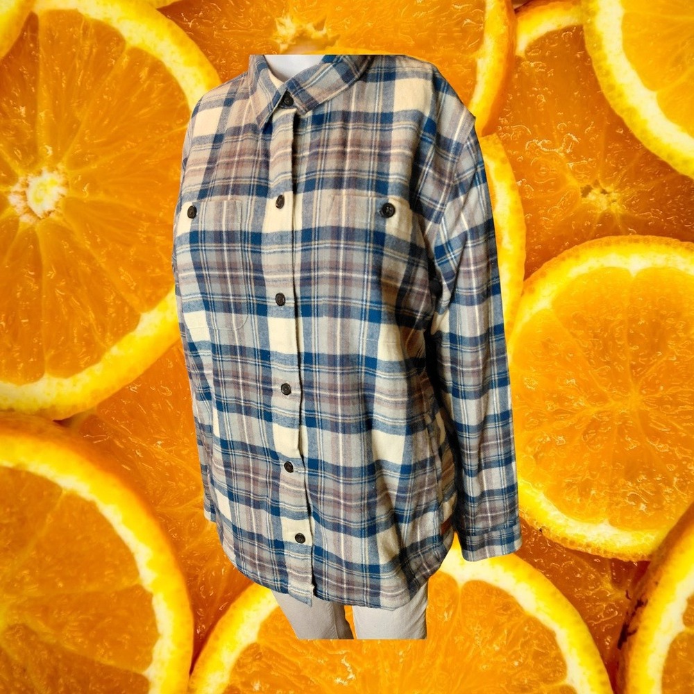 LL Bean Mens Small Relaxed Fit Sherpa Lined Flannel Shirt Jacket Blue Plaid